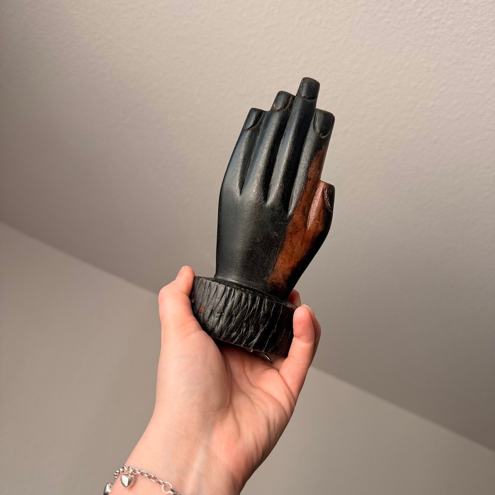 African Vintage Hand Carved Wooden Praying Hands